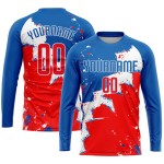 High-quality custom-name long-sleeve football kits in 100% polyester – breathable, factory-made, French style