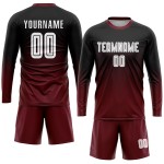 Sublimation Custom Black Uniform Fade White-Crimson Jersey Fashion Soccer