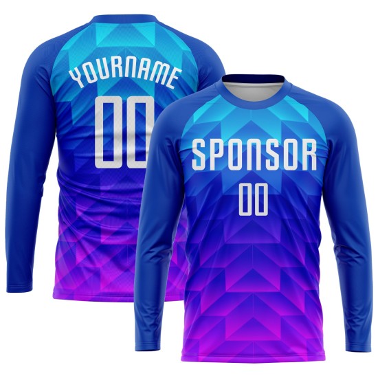 White Custom Light Uniform Pink Royal Blue-Hot Sublimation Soccer Jersey