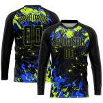 Uniform Custom Soccer Sublimation Black Black Jersey Neon Green-Royal