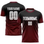 Sublimation Custom Black Uniform Fade White-Crimson Jersey Fashion Soccer