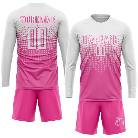 White Jersey Uniform Soccer Custom Sublimation Pink
