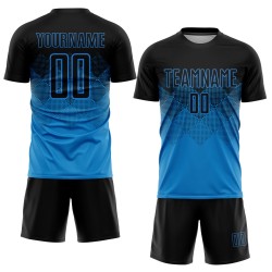 Jersey Uniform Blue Black Sublimation Soccer Custom